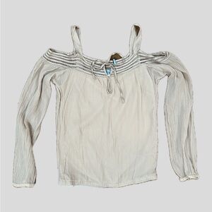 Vintage Guess beige silk Off-Shoulder Blouse